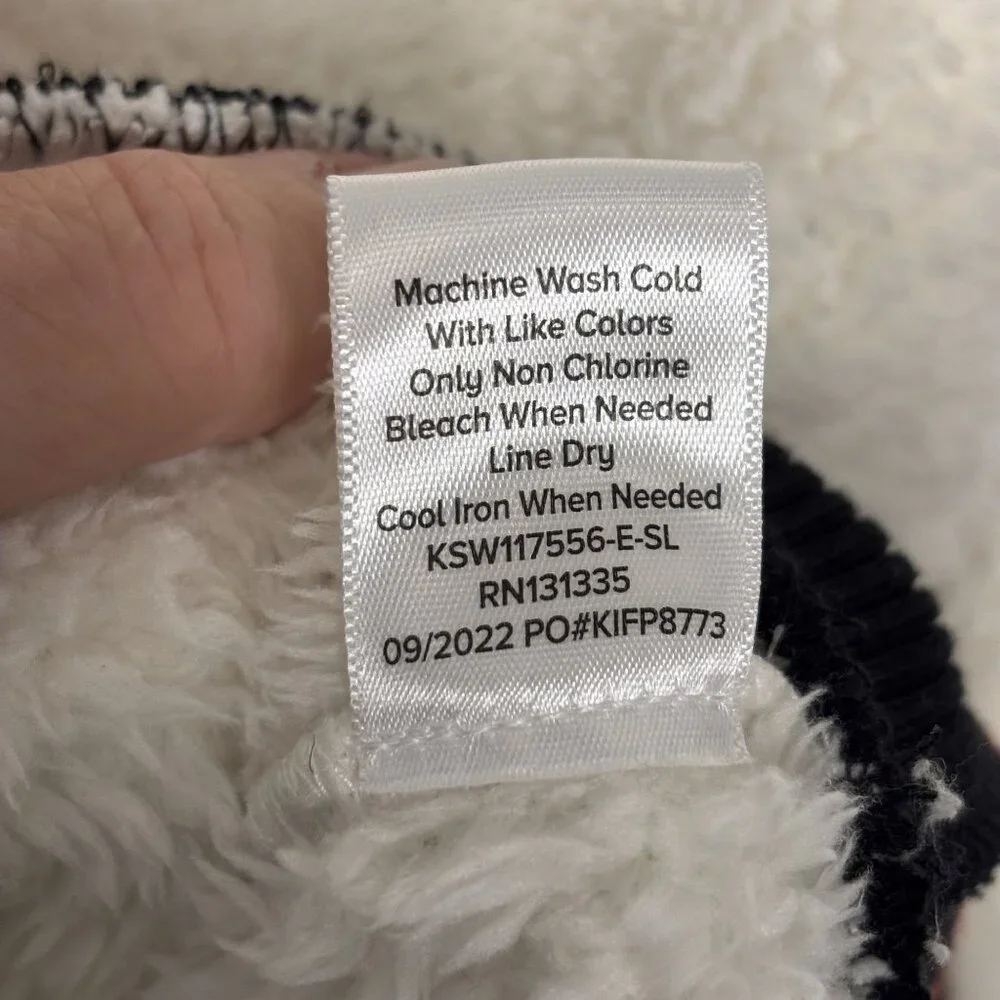 Evereve White Varsity Teddy Knit Pullover With Striped Red and Black Trim Size L - Picture 8 of 11